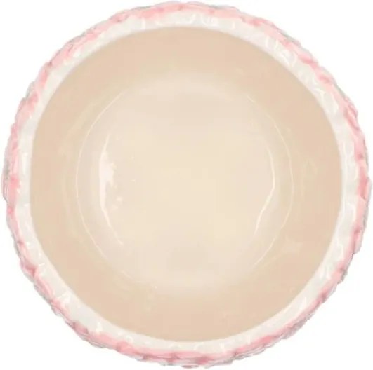 Ružovo-zelený obal na kvetináč s reliéfom kvetov Jane Flower - Ø 13*11cm