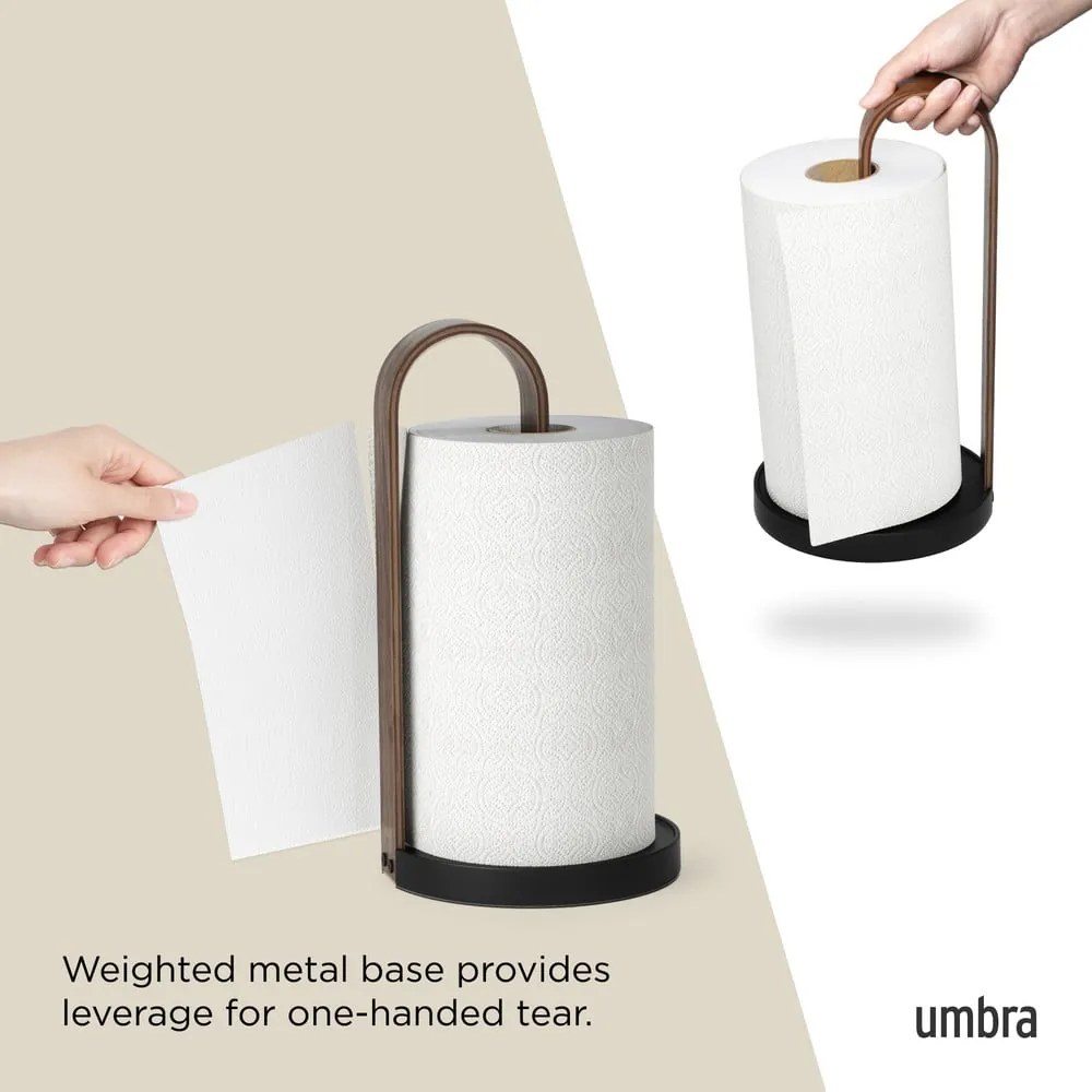 Čierny drevený stojan na papierové utierky ø 17 cm Bellwood – Umbra