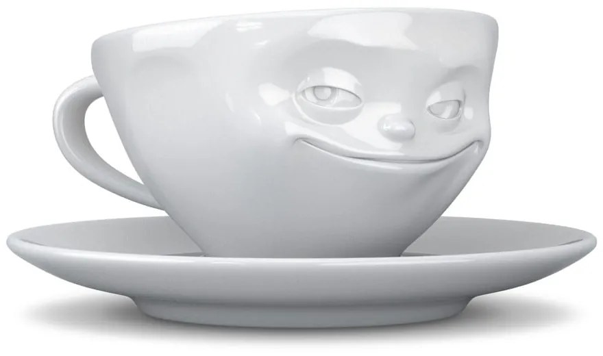 Biela usmievavá porcelánová šálka na kávu 58products, objem 200 ml