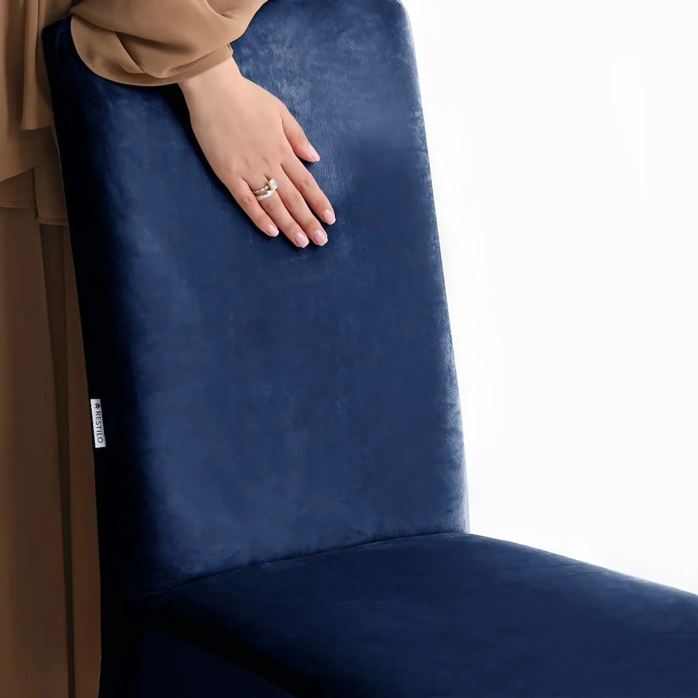 Restilo Napínací poťah na stoličku Sento indigo, 48 x 48 x 58 + 10 cm, sada 4 ks
