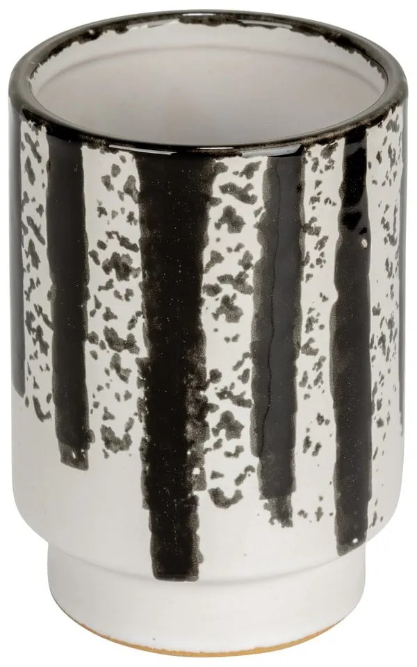 Čierno-biely keramický téglik na zubné kefky Subiza – Wenko