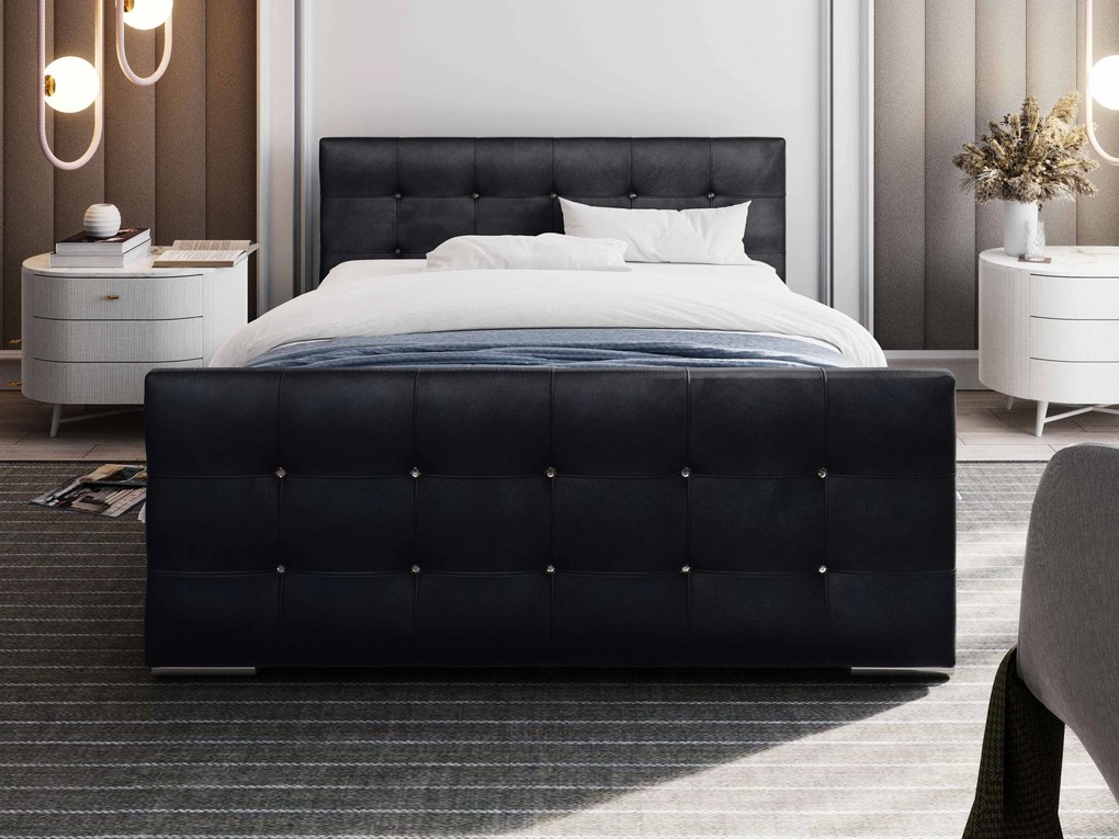 Manželská posteľ 140 cm Darrin (čierna) (s roštom a úložným priestorom). Vlastná spoľahlivá doprava až k Vám domov. 1046869