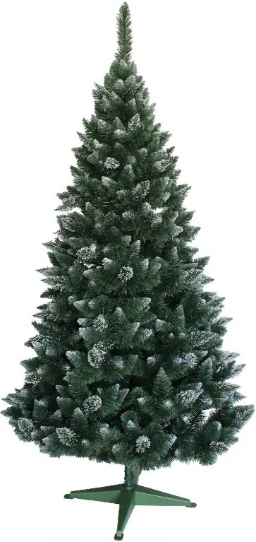 Umelý vianočný stromček Borovica zasnežená so šiškami 220 cm + DARČEK 8 ks vianočných gulí ZADARMO