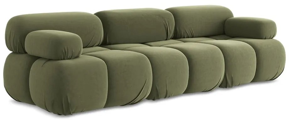 Svetlozelená zamatová pohovka 285 cm Lokua – Makamii