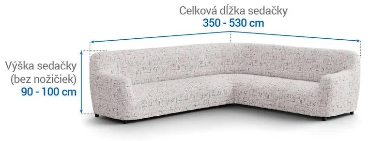 Bielastické poťahy VITTORIA smotanová rohová sedačka (š. 350 - 530 cm)