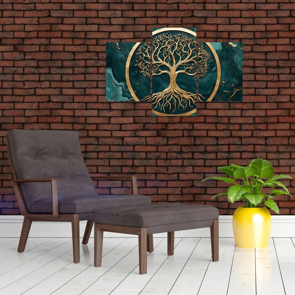 Obraz – Zlatý strom života v mramore (90x60 cm)