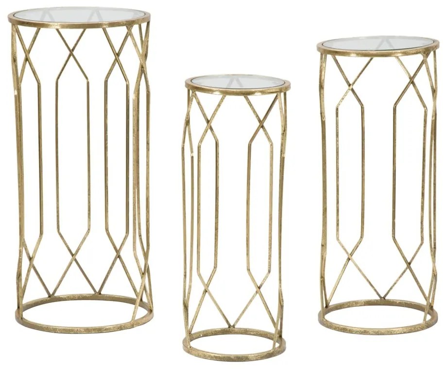 Okrúhle odkladacie stolíky v súprave 3 ks so sklenenou doskou ø 32 cm Tunisi – Mauro Ferretti