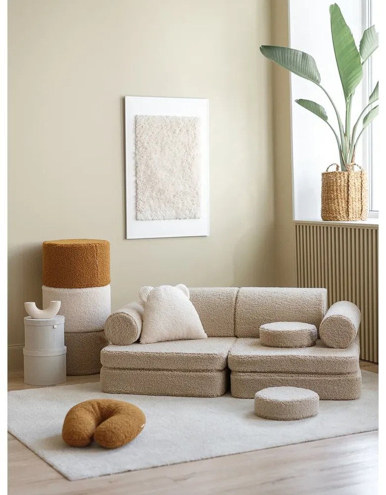 Svetlohnedá detská pohovka z textílie buklé 132 cm Settee – Wigiwama