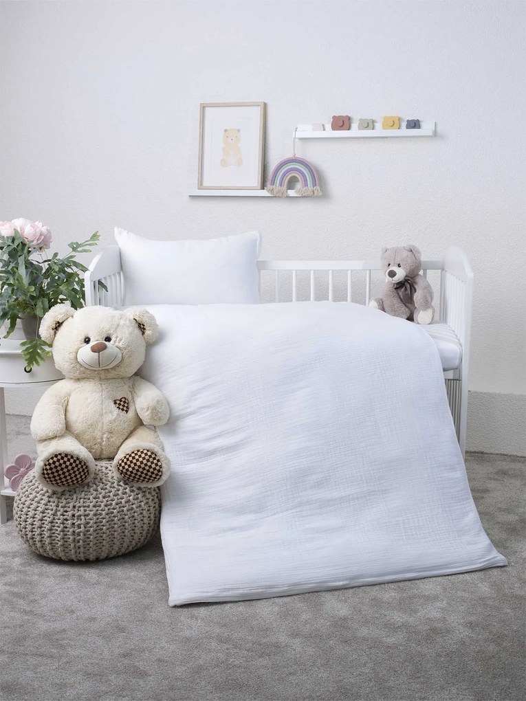 Mušelínové obliečky do postieľky - Alexia biela