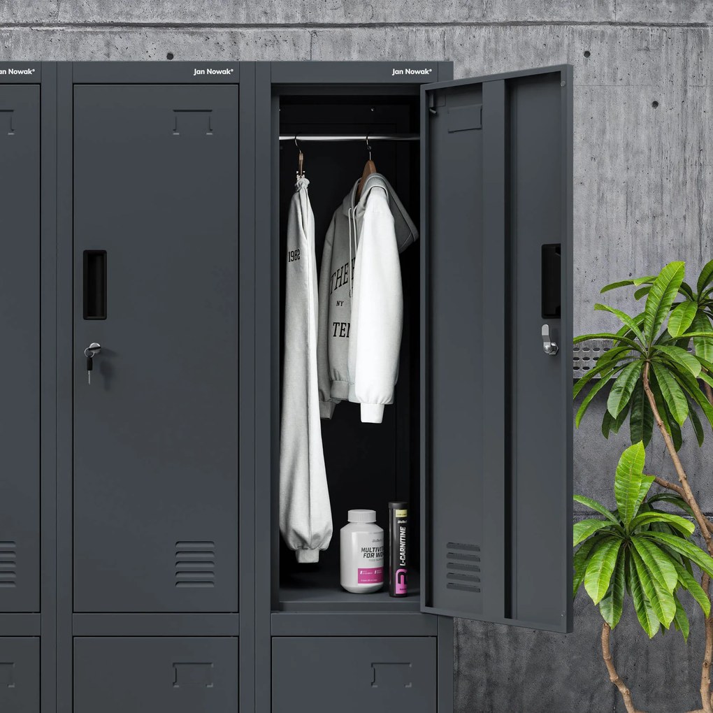 Šatníková skriňa pre zamestnancov antracitová IGOR 1 Plus 316,5 x 1850 x 450 mm