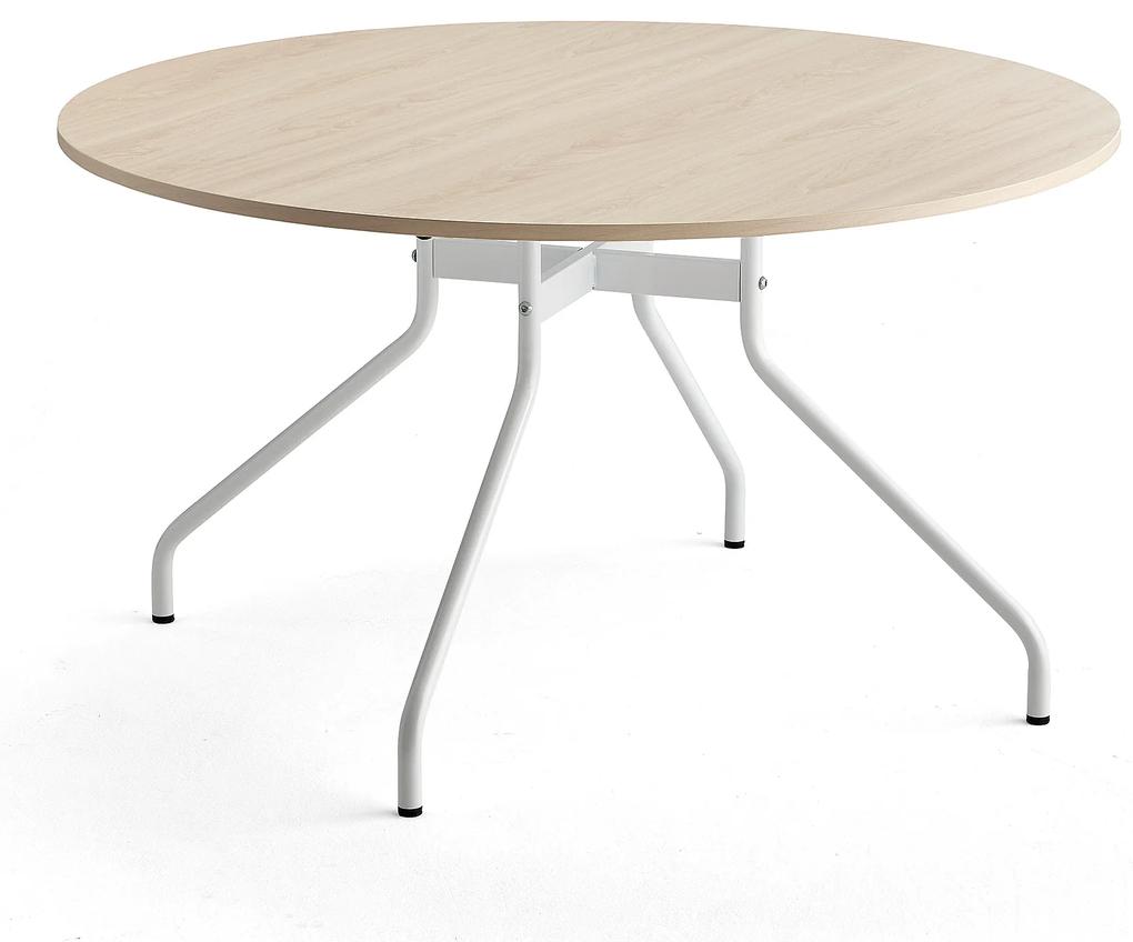 Stôl AROUND, Ø 1300 mm, breza, biela