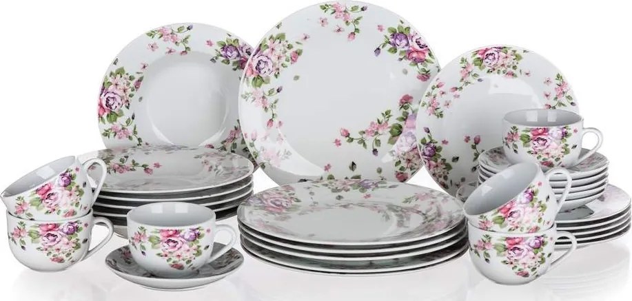Jedálenský servis (30 dielov) Beauty, kvetinový vzor