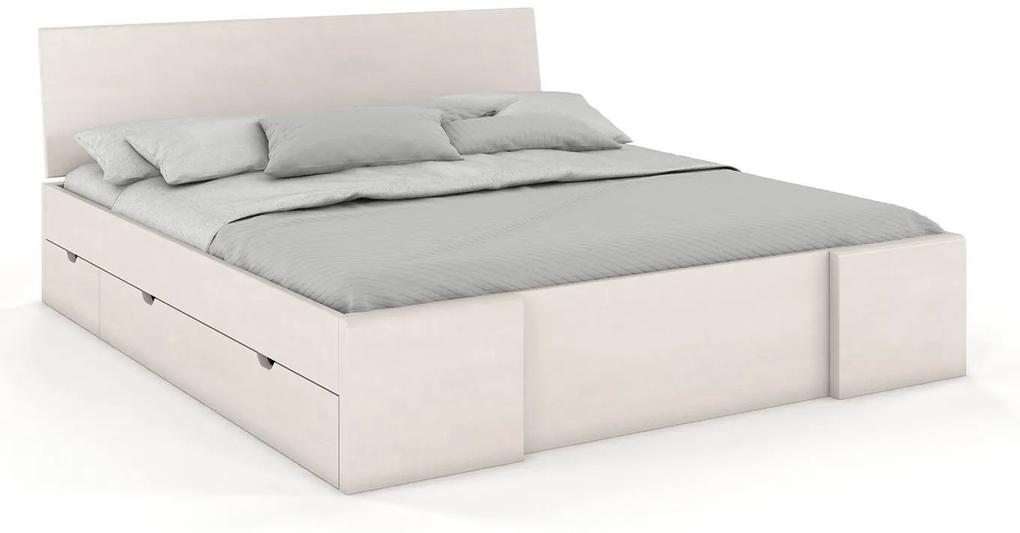 drevko Drevená posteľ s úložným priestorom Hessler buk - biela Rozmer postele: 140 x 200 cm