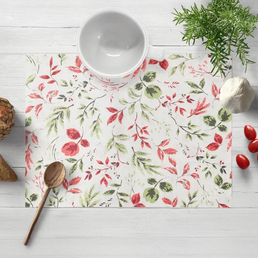 Biante Dekoračné prestieranie na stôl Leona LN-138 Červené a zelené lístky 35x45 cm