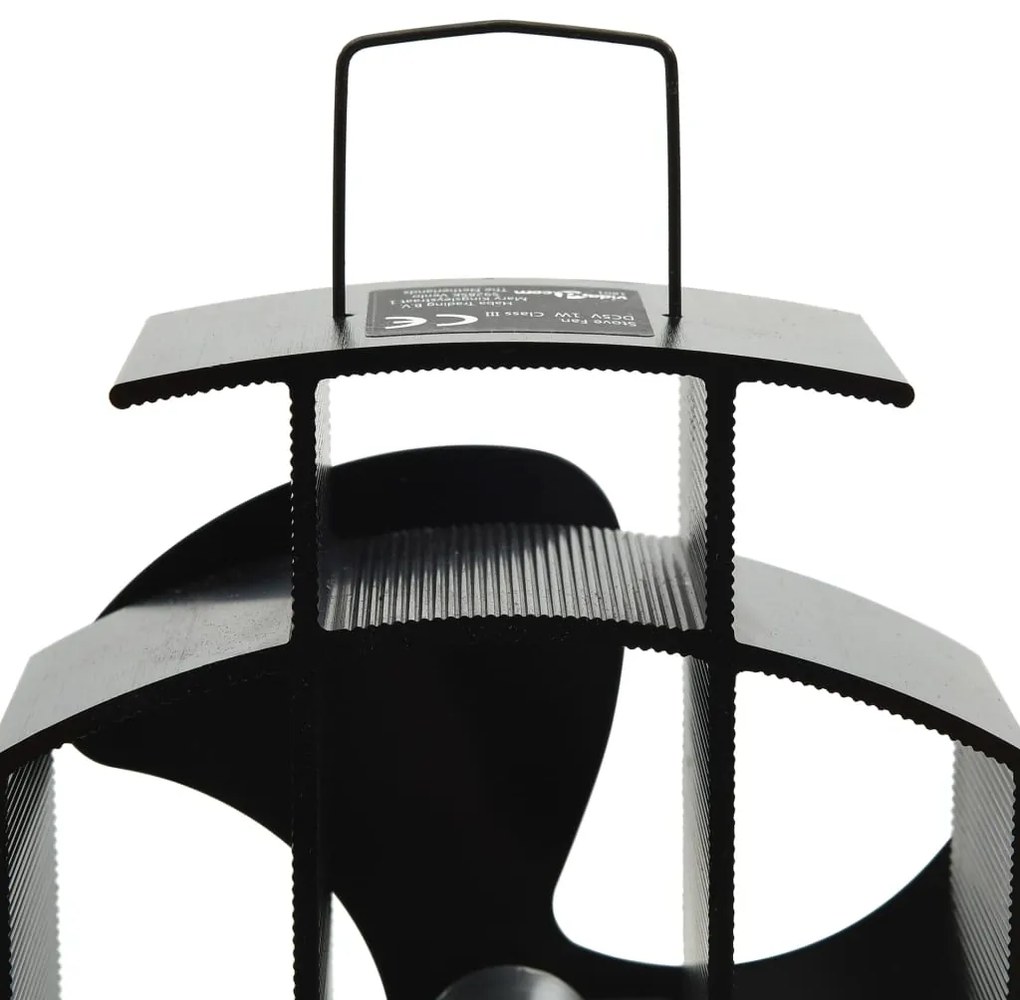 Teplom poháňaný ventilátor na krb s 3 lopatkami čierny