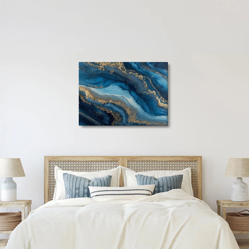 Obraz - Modrá mramorová abstrakcia (70x50 cm)