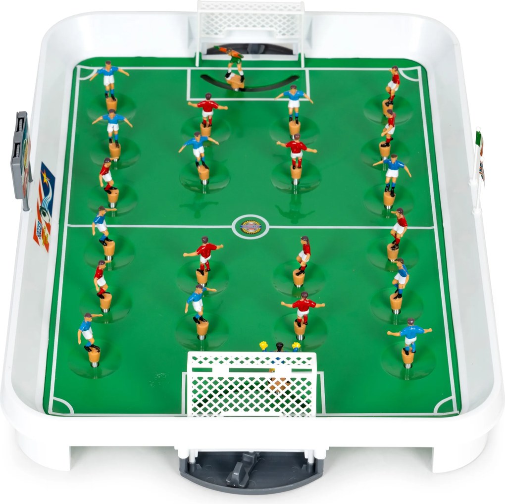 MULTISTORE Mini stolný futbal na pružinách 22 hráčov – stolné futbalové hračky pre deti, s brankárom