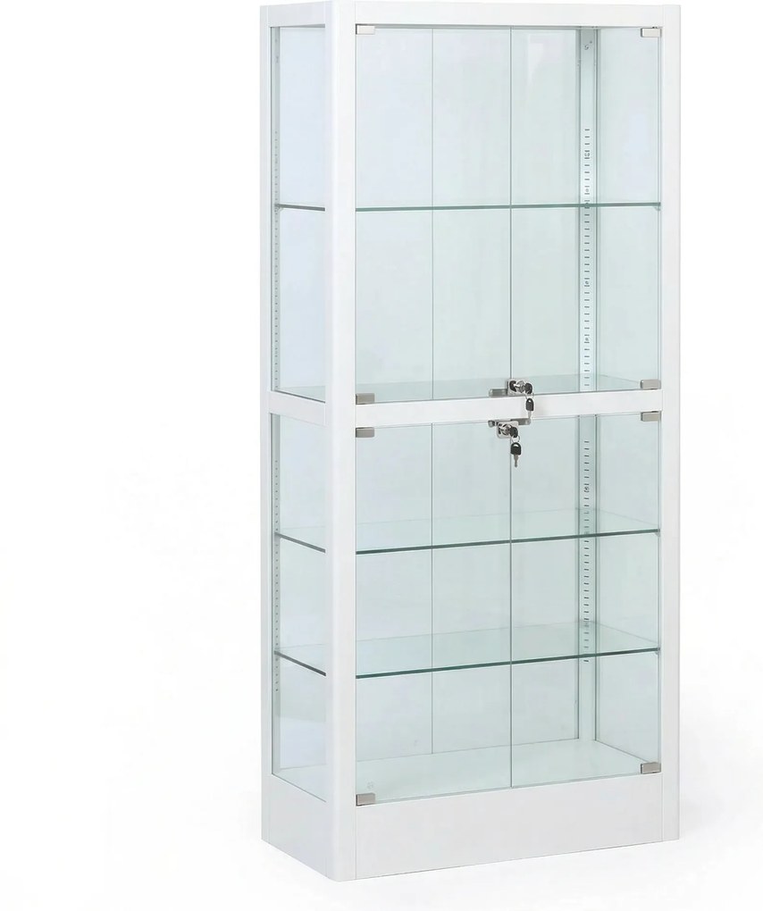 Presklená vitrína, 1800 × 800 × 400 mm, biela