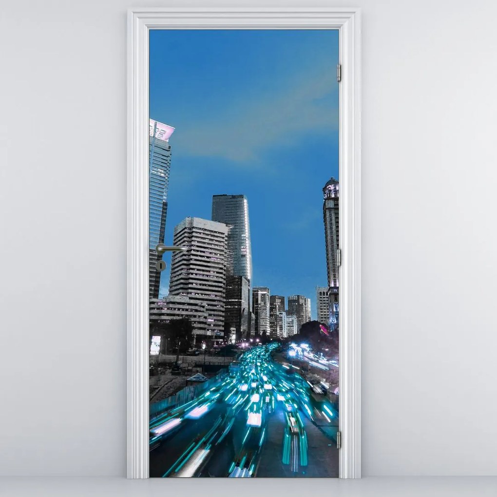 Fototapeta na dvere - Nočné mesto (95x205cm)