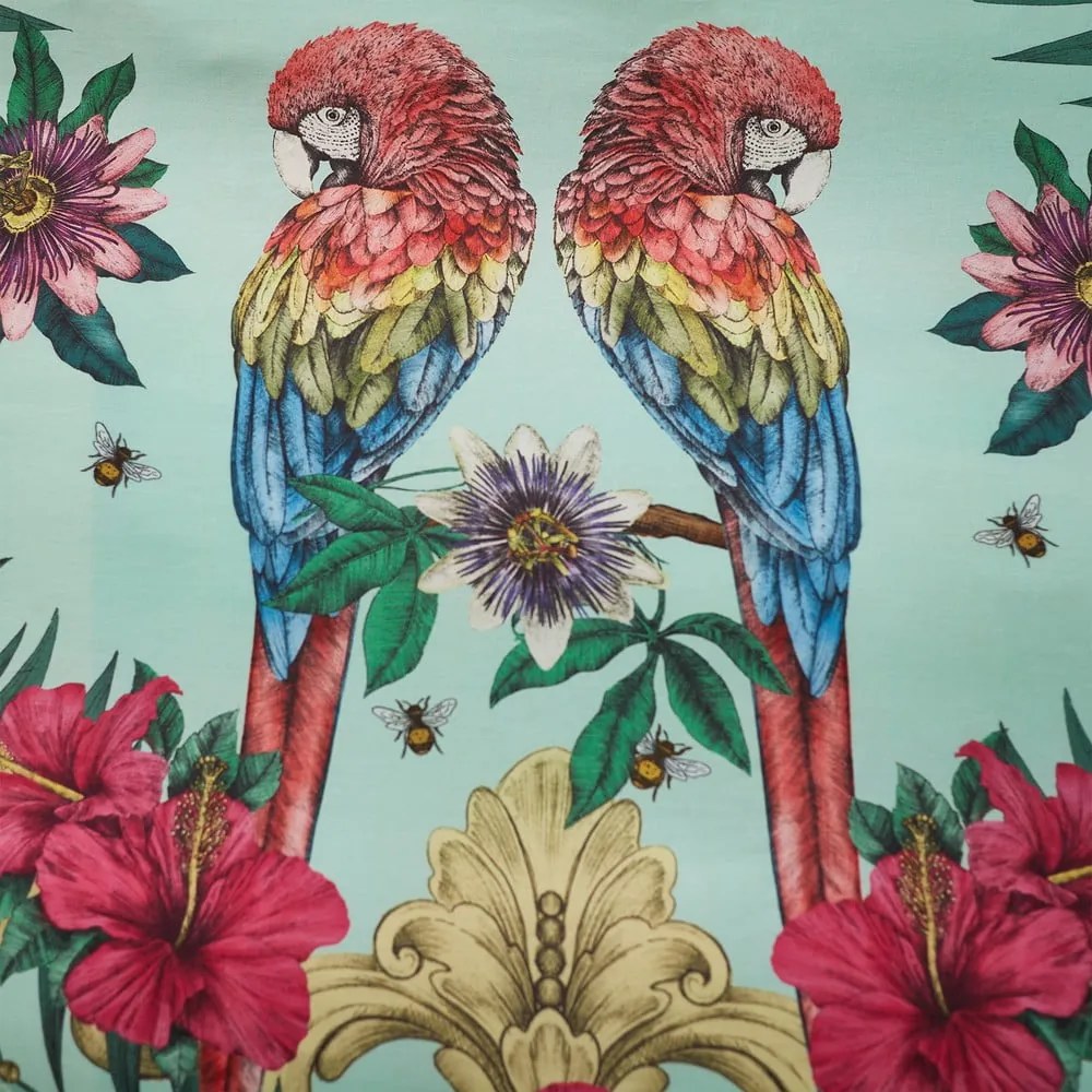 Zelené/modré obliečky na jednolôžko z bavlneného saténu 135x200 cm Paradise Parrot – Matthew Williamson