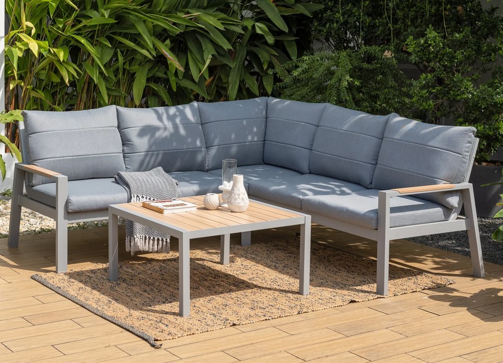 Hliníková rohová súprava PANAMA svetlosivá