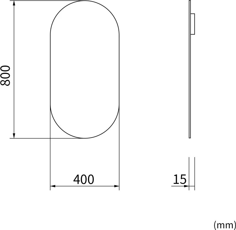 Erga Oval, oválne zrkadlo 40x80cm, ERG-V01-OVAL-4080-CL