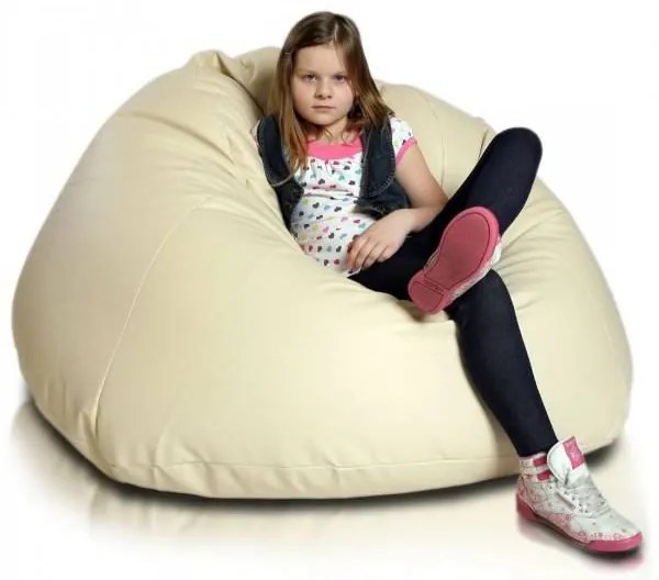 INTERMEDIC SK - Sedací vak MAXI 140x70 cm | extra veľký vak na sedenie a ležanie, 570 l Farba: E02 - Krémová svetlá (ekokoža)