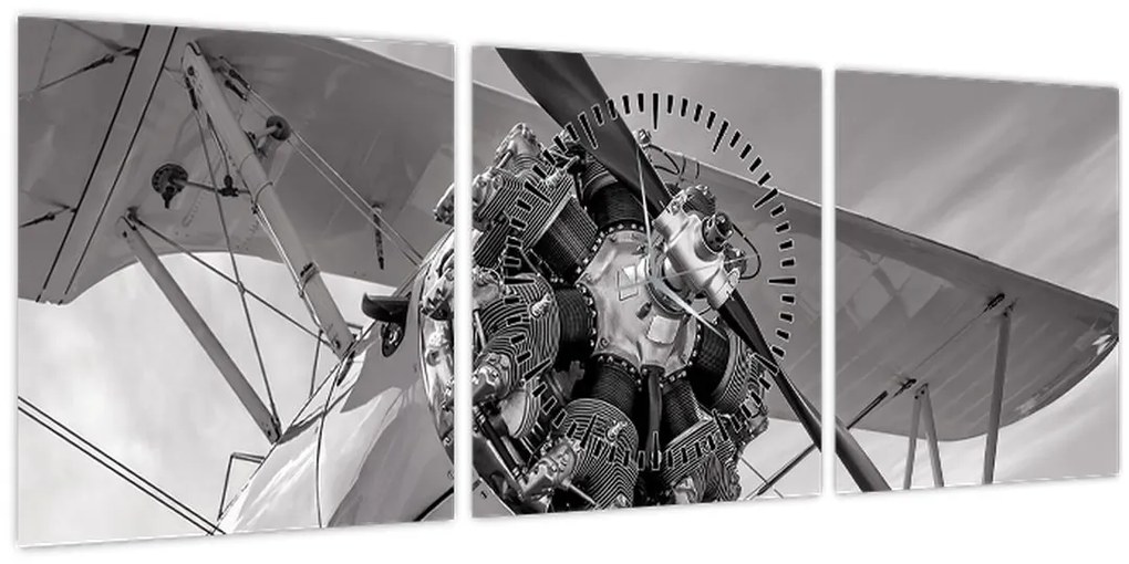 Obraz - Lietadlo (s hodinami) (90x30 cm)