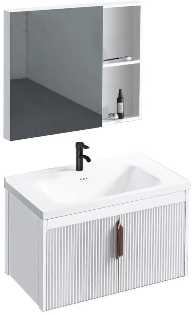 Rea Astor, súprava kúpeľňového nábytku s umývadlom 60cm, biela matná, REA-M0003