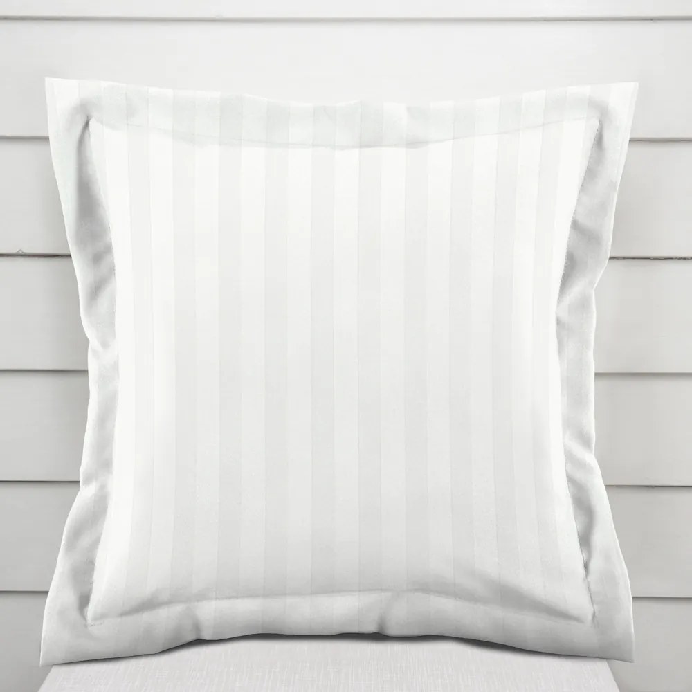 Biante Damašková obliečka na vankúš s lemom Atlas Grádl DM-008 Biely - pásiky 22 mm 60 x 60 cm