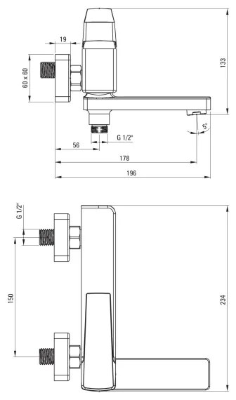 Deante BQL_012M - Vaňová batéria sklopná BLUR, lesklý chróm