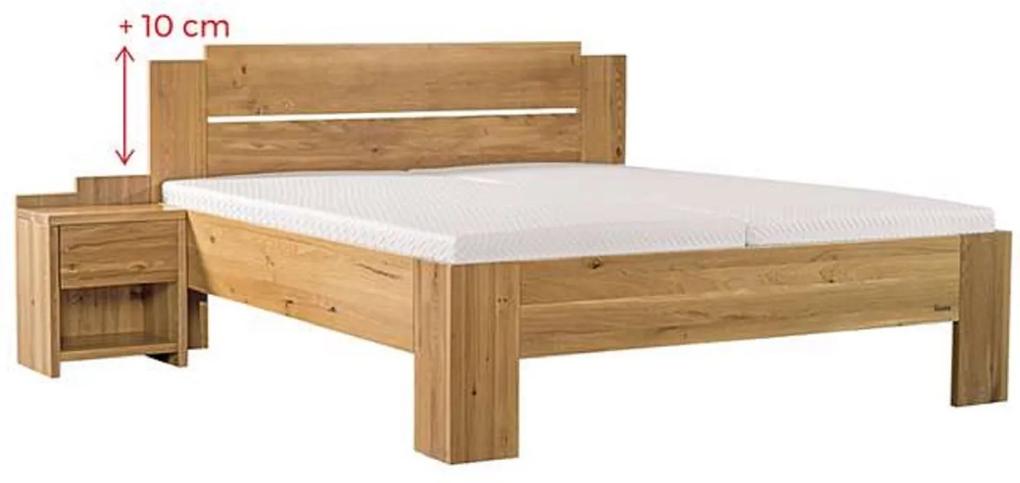 Ahorn GRADO MAX - masívna dubová posteľ so zvýšeným čelom 80 x 200 cm, dub masív