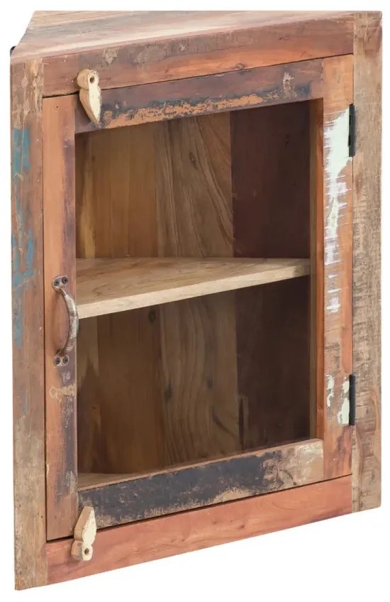 furniture-nabytek.cz - Rohová nástenná skrinka Sumana z recyklovaného tvrdého dreva, lakovaná, hnedá