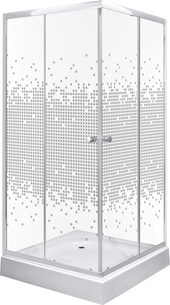 Novoterm Štvorcový sprchový kút NV-Pixel SQ 90x90 biela/transparent + vanička