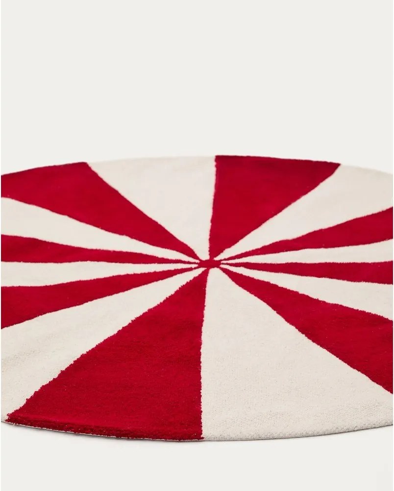 Červený/biely detský koberec s prímesou bavlny ø100 cm Wirla – Kave Home