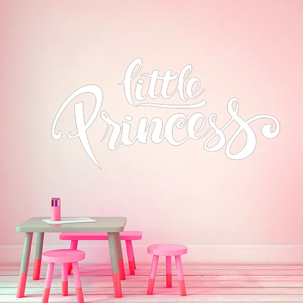Veselá Stena Samolepka Nápis Little princess Farba: šedá, Veľkosť: 40 x 22 cm