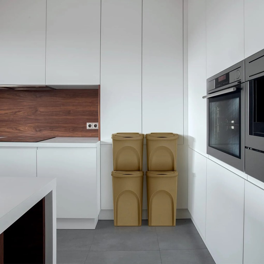 Odpadkové koše na triedený odpad, sada 3 ks x 25 l SORTIBOX - ECO WOOD