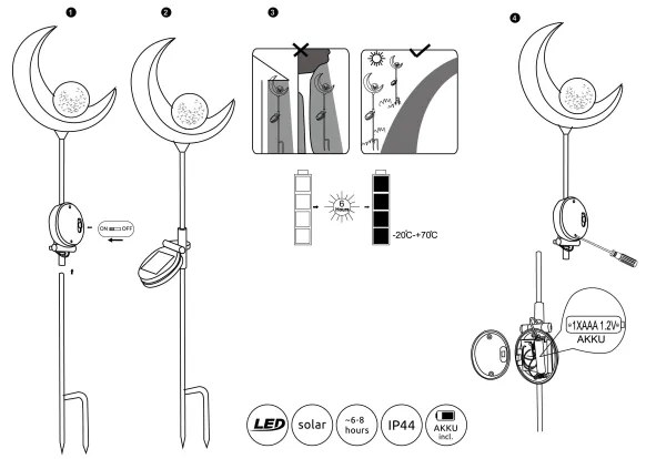 Globo 33466 - LED Solárne svietidlo SOLAR LED/0,02W/3V 600mAh IP44 bronz