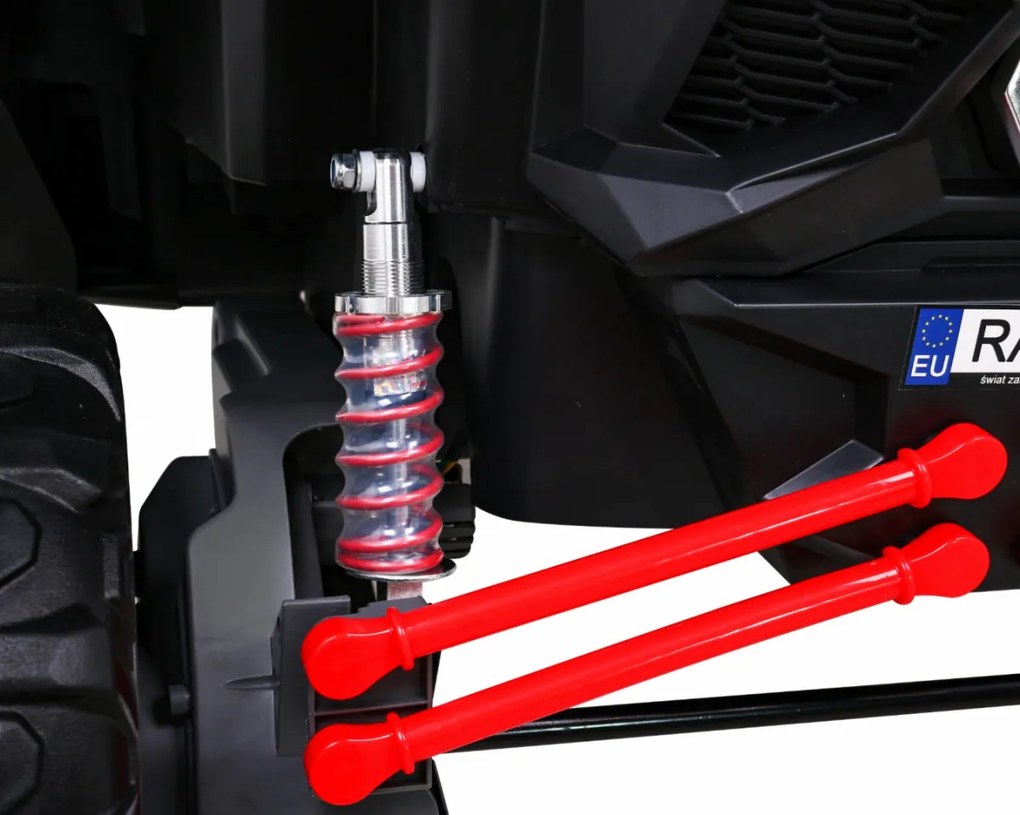Ramiz Elektrická bugina UTV-MX pre deti červená + pohon 4x4 + diaľkové ovládanie + LED a audio + úložný priestor + EVA + pomalý štart
