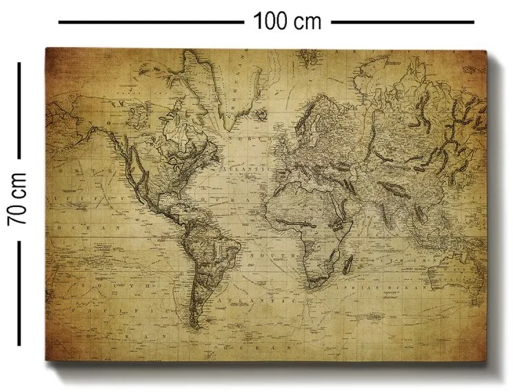 Obraz MAP OF THE CONTINENTS 70 x 100 cm
