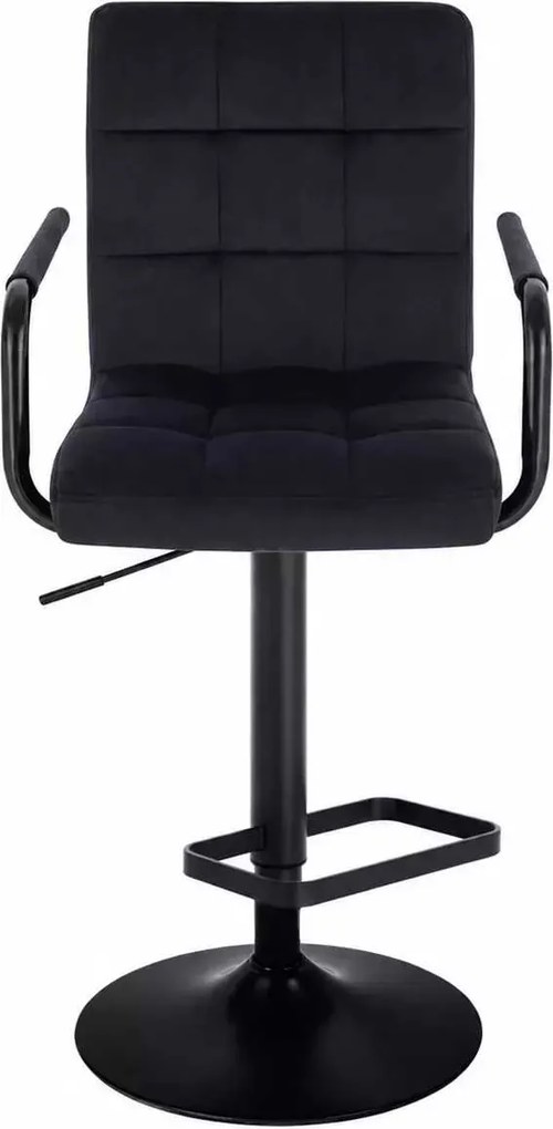 LuxuryForm DESIGN Barová stolička VERONA BLACK VELUR na čiernom tanieri - čierna
