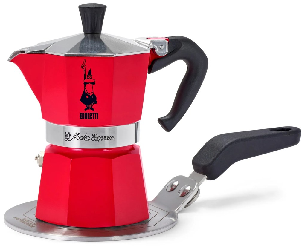 Kávovar na moka kávu Bialetti Moka Express, 130 ml, červený