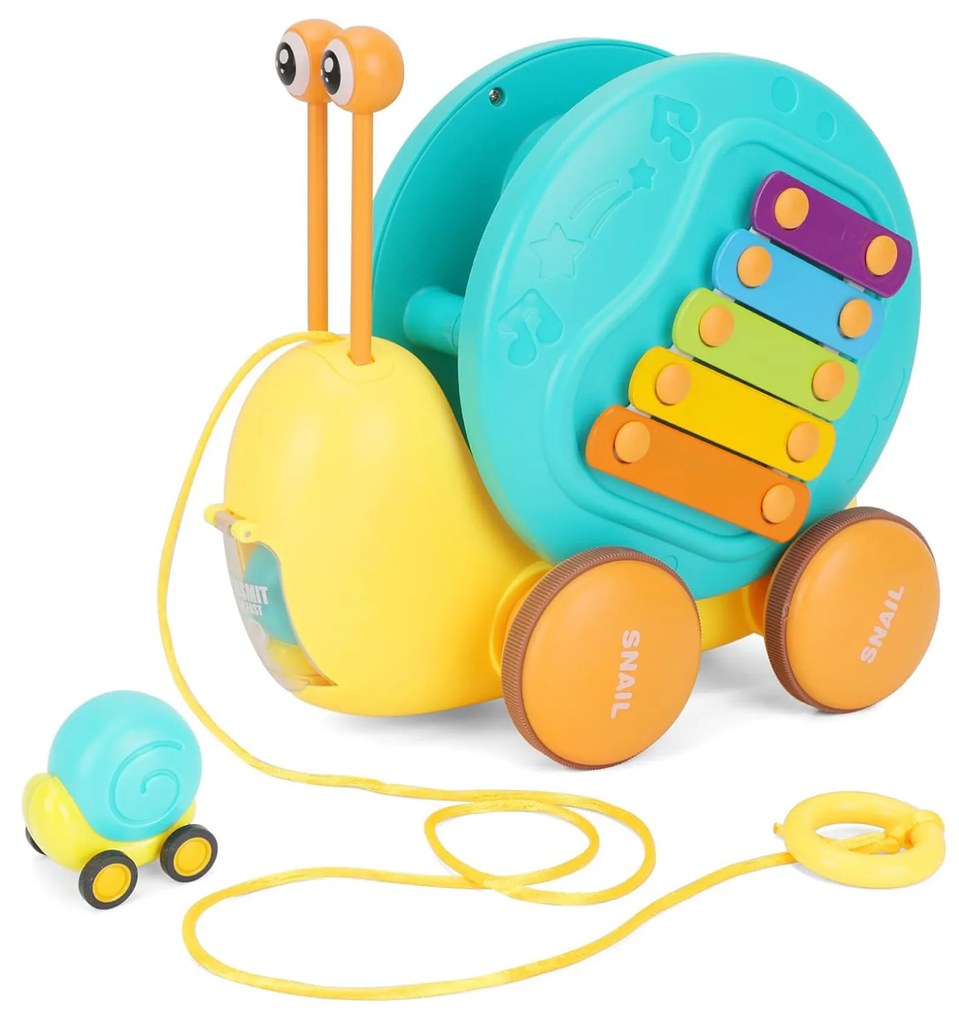 Aga4Kids Ťahací slimák s xylofónom Modrý