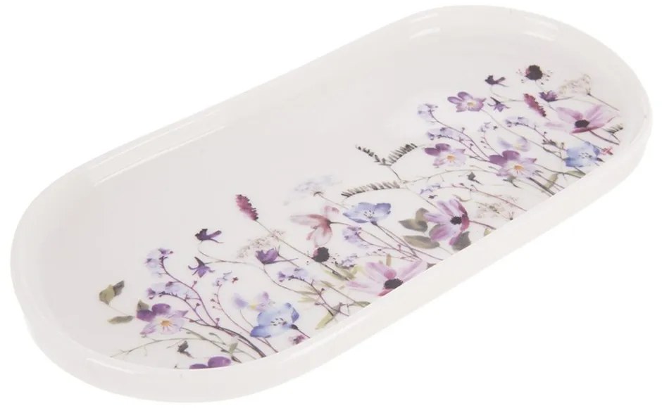 Biely/fialový servírovací porcelánový tanier Louka – Orion