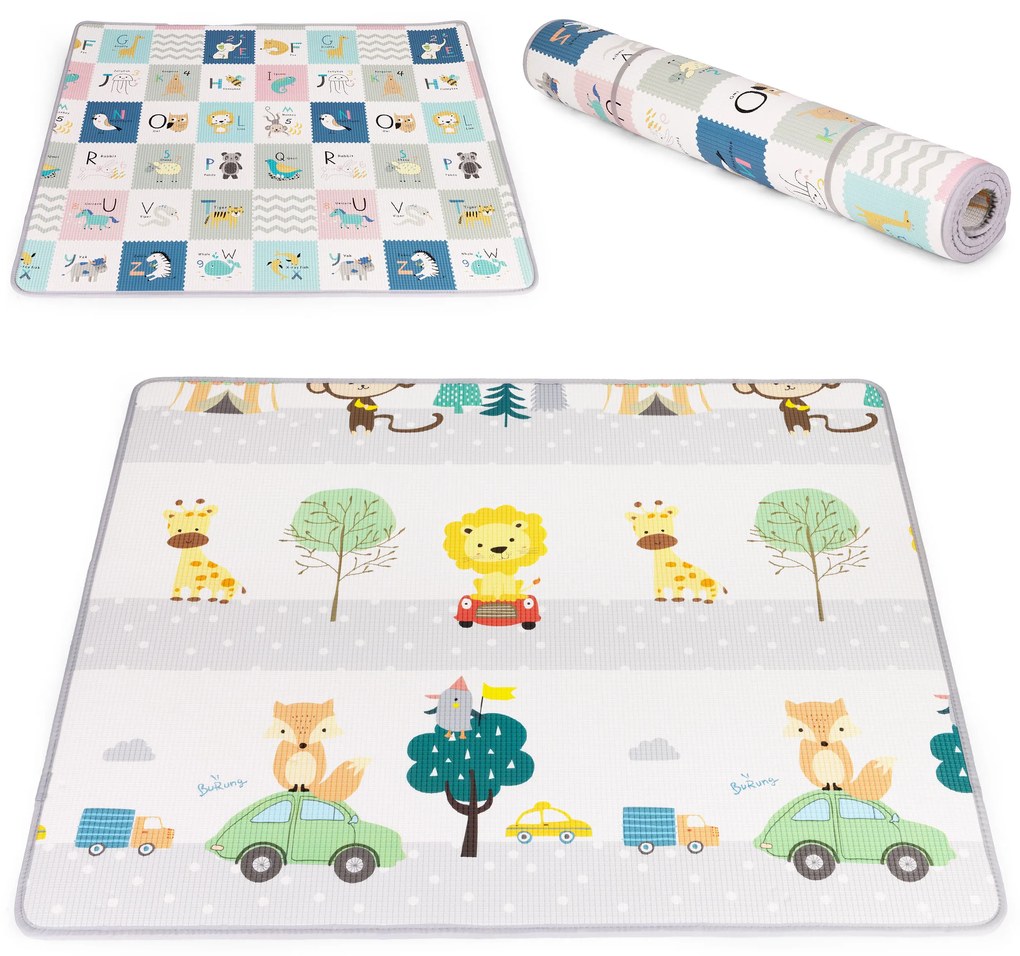 Penová podložka pre deti, obojstranná, rolovaná, Abeceda, ECOTOYS