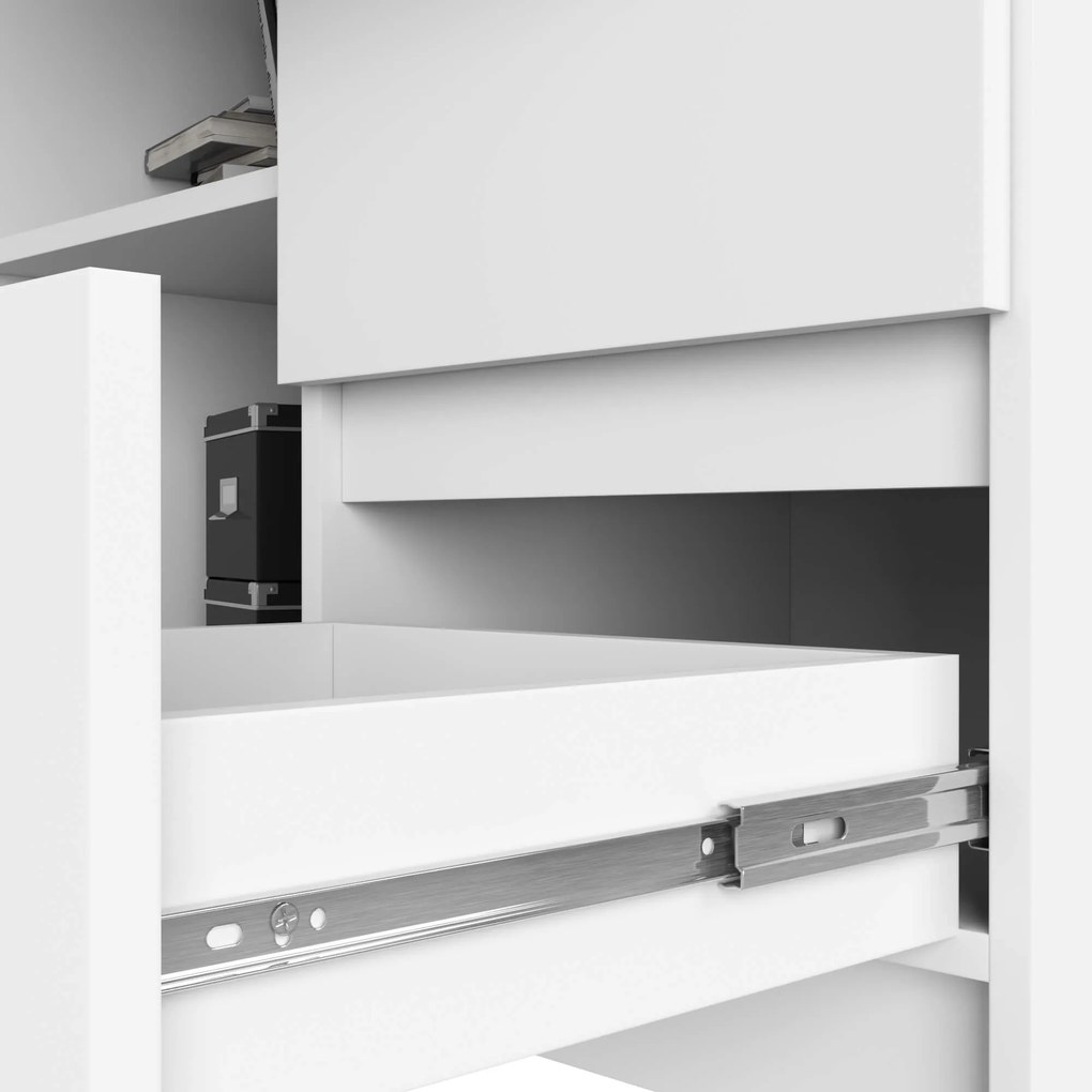 Rohový psací stůl B16 124 cm bílý pravý