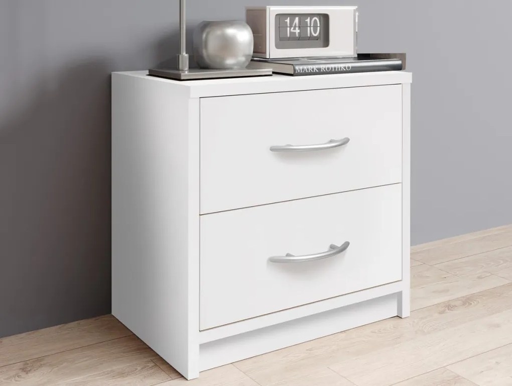 Nočný stolík s 2 zásuvkami Pepe, biely