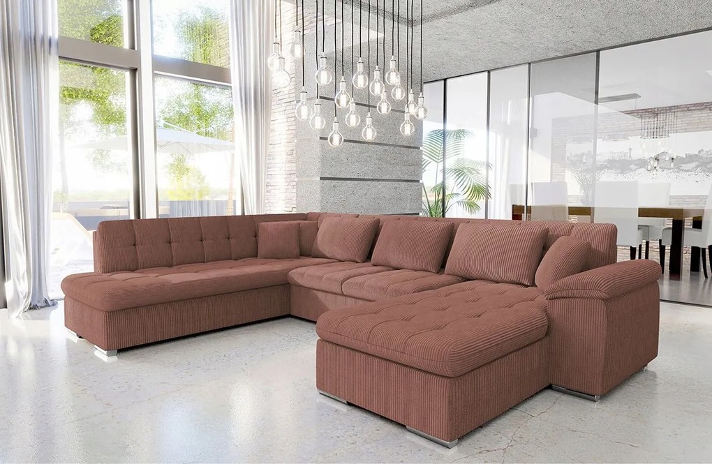 Rohová sedacia súprava U Talia (ružová)