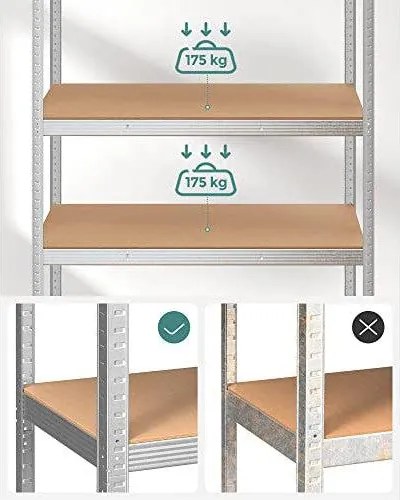5-úrovňový oceľový regál s vysokou nosnosťou 750 kg, 60 x 120 x 200 cm, strieborný