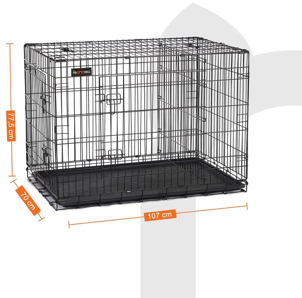 Prepravná klietka pre zvieratá Levino XL 107 cm čierna